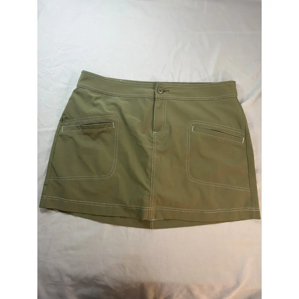 PrAna Lena Skort Women's size 10 Olvie Green Built in Shorts
